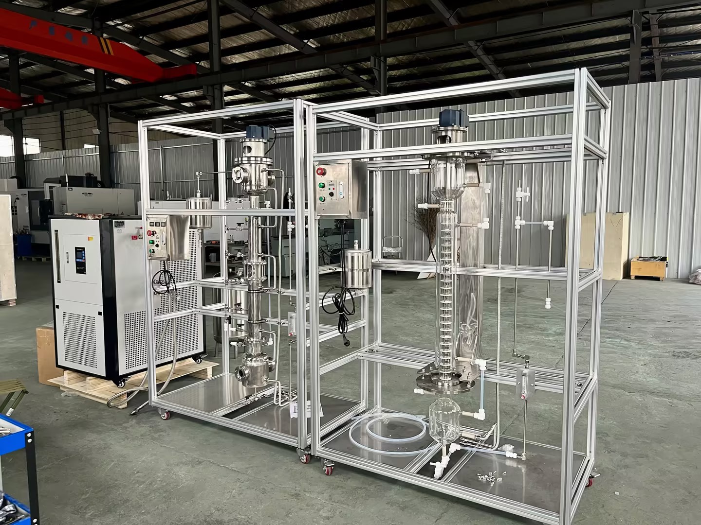 浙江药业应用江苏正分ZFW-60玻璃涡轮萃取塔医药中间体分离